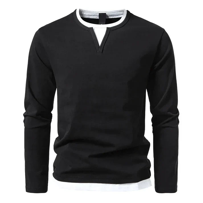 Vincent | Ribbed Crew Neck Long Sleeve Shirt for Men