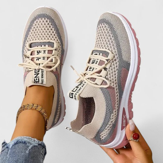 Nadelora | Lace-Up Knit Sneakers with Cushioned Sole for Women