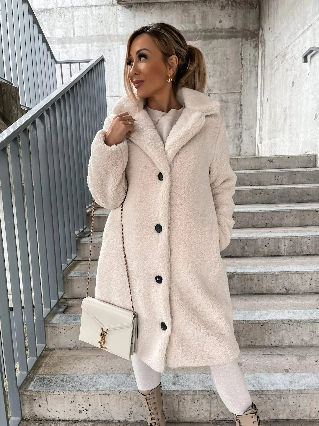 Dahlia's Belted Teddy Trench Coat with Notch Collar for Women