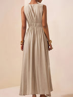 Thalia | Ruched V-Neck Maxi Dress with Bead Straps for Women
