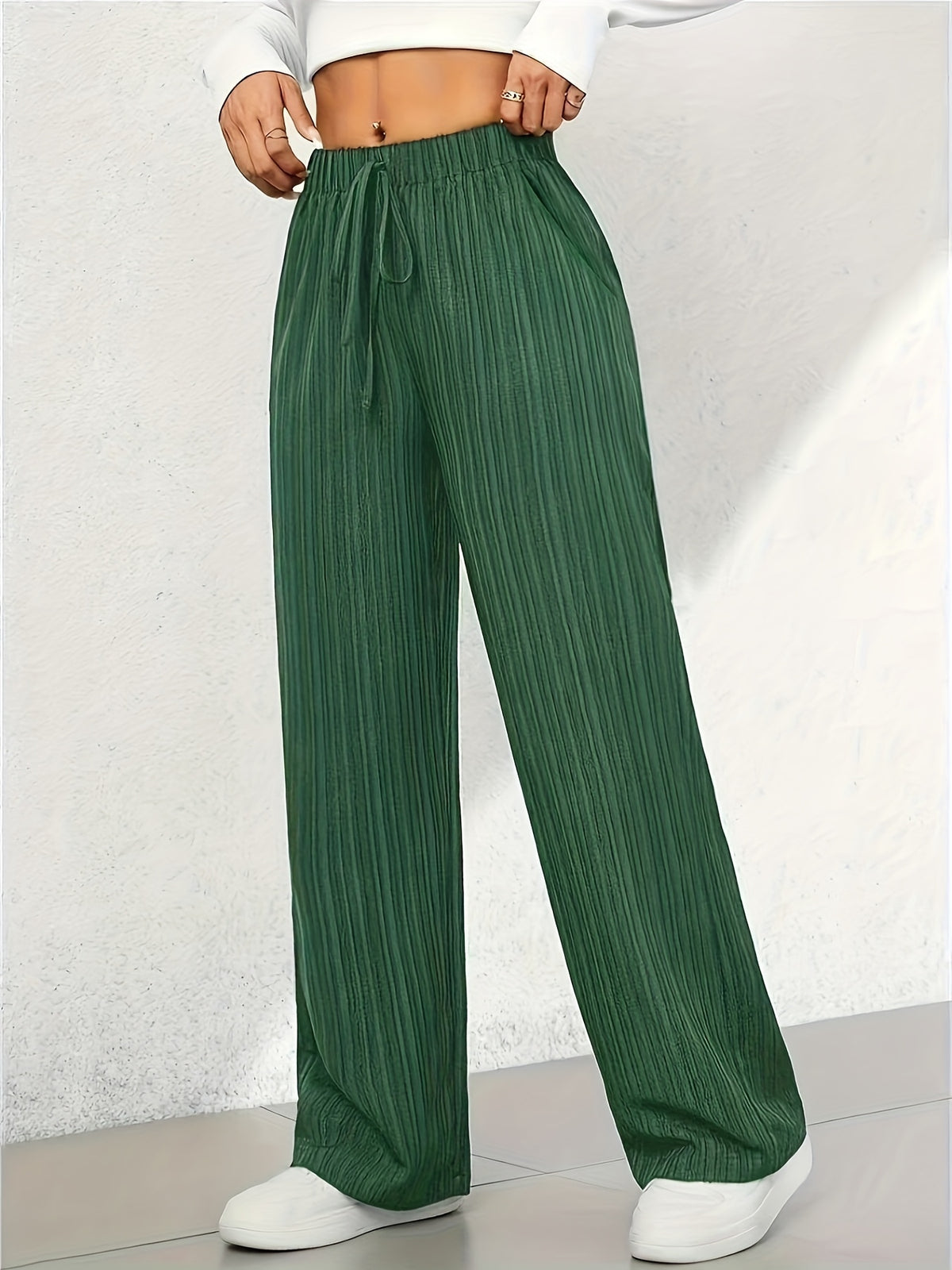 Carla | Baggy Sweatpants with Textured Ribbed Wide Leg for Women