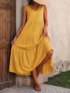 Nora | Tiered A-Line Maxi Dress with V-Neck for Women