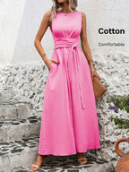 Mathilde | Belted Wrap A-Line Sleeveless Maxi Dress for Women