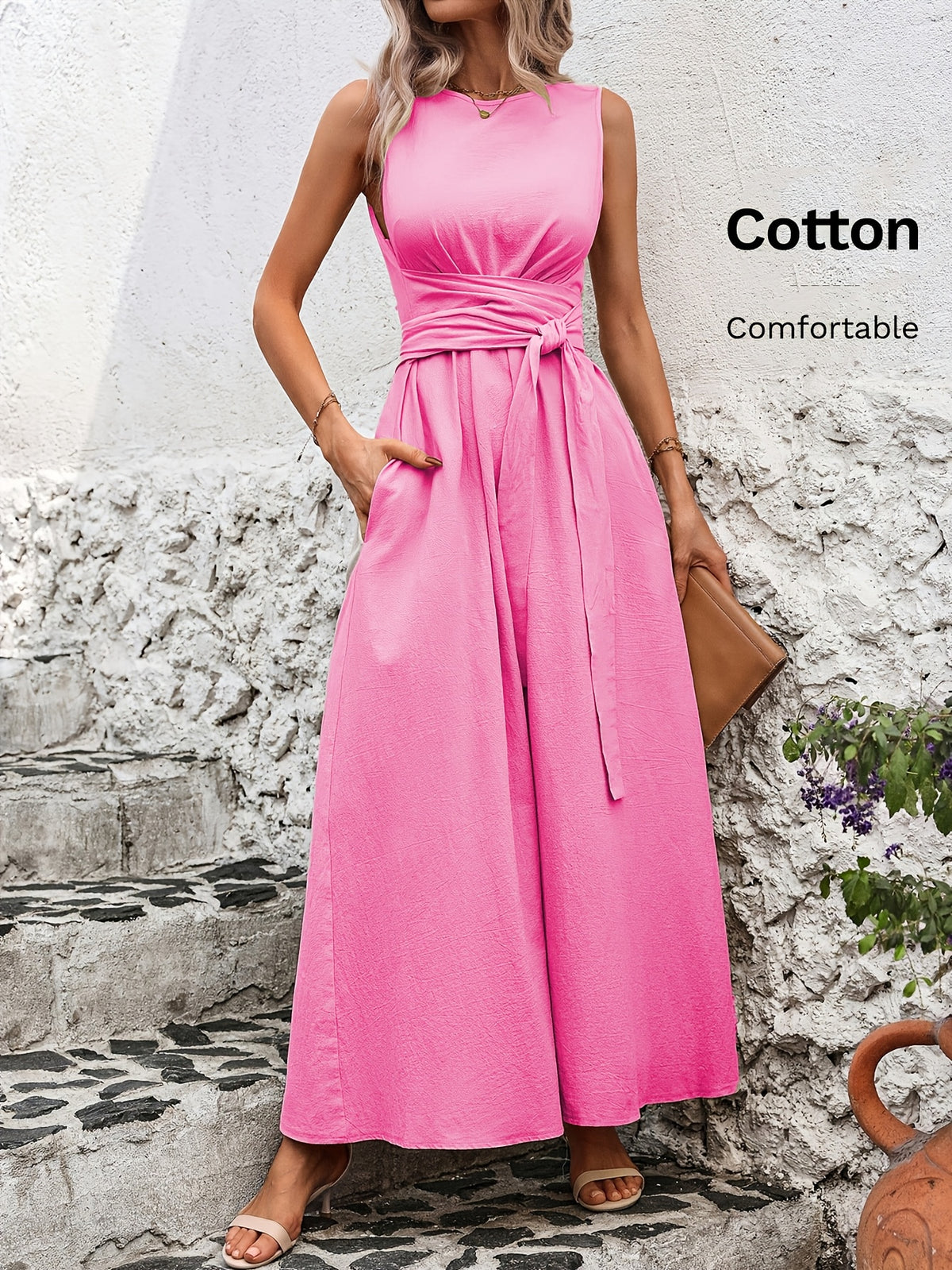 Mathilde | Belted Wrap A-Line Sleeveless Maxi Dress for Women