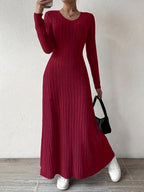 Iselin | Ribbed V-Neck A-Line Maxi Cocktail Dress for Women