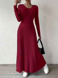 Iselin | Ribbed V-Neck A-Line Maxi Cocktail Dress for Women