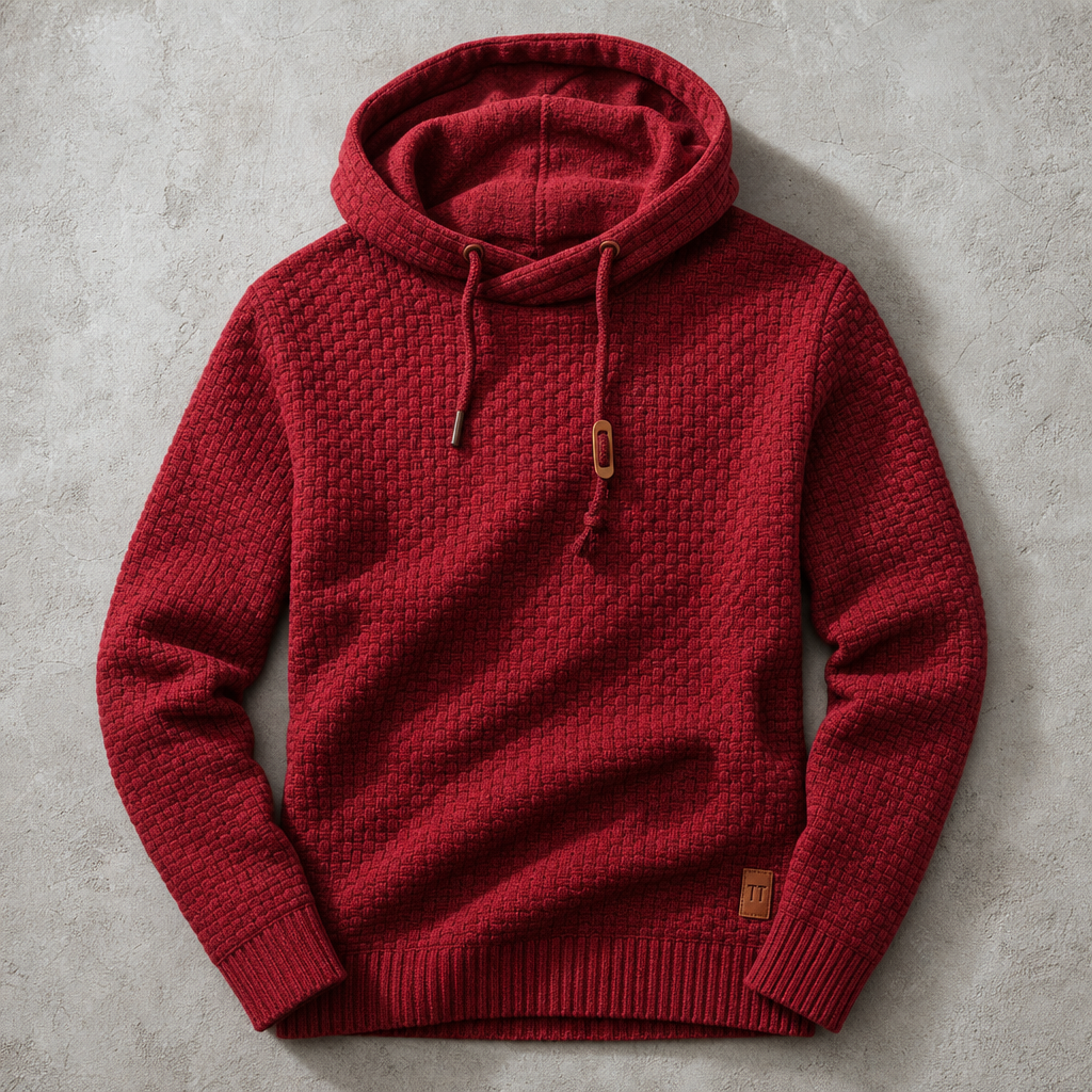 Theophile | Waffle-Knit Cowl-Neck Hoodie for Men