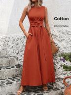 Mathilde | Belted Wrap A-Line Sleeveless Maxi Dress for Women