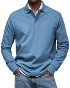 Finn | Long Sleeve Button-Front Collared Polo for Men