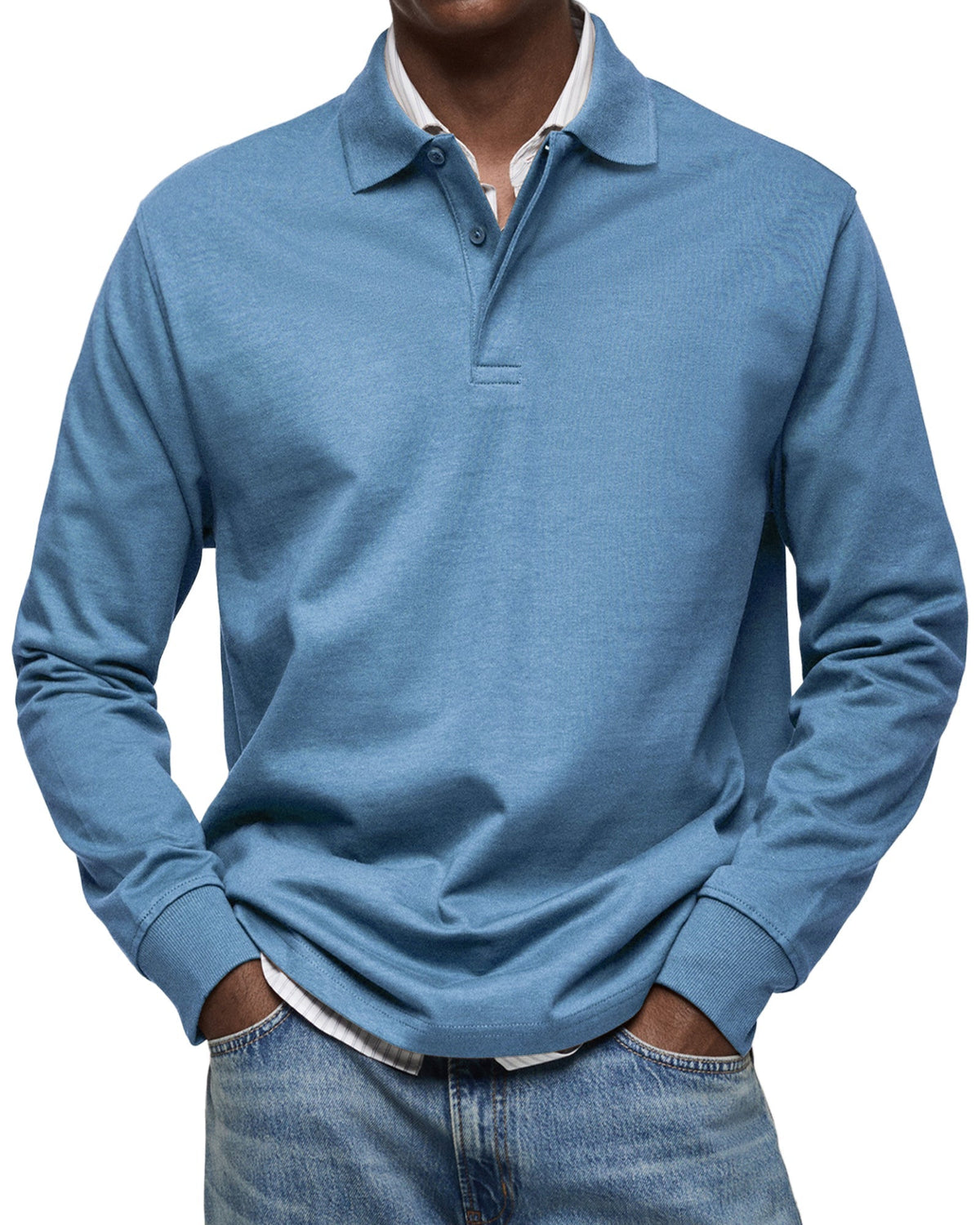 Finn | Long Sleeve Button-Front Collared Polo for Men