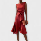 Pearl | Draped Asymmetric Sleeveless Midi Dress for Women
