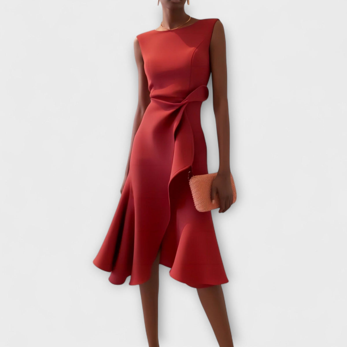 Pearl | Draped Asymmetric Sleeveless Midi Dress for Women