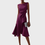 Pearl | Draped Asymmetric Sleeveless Midi Dress for Women