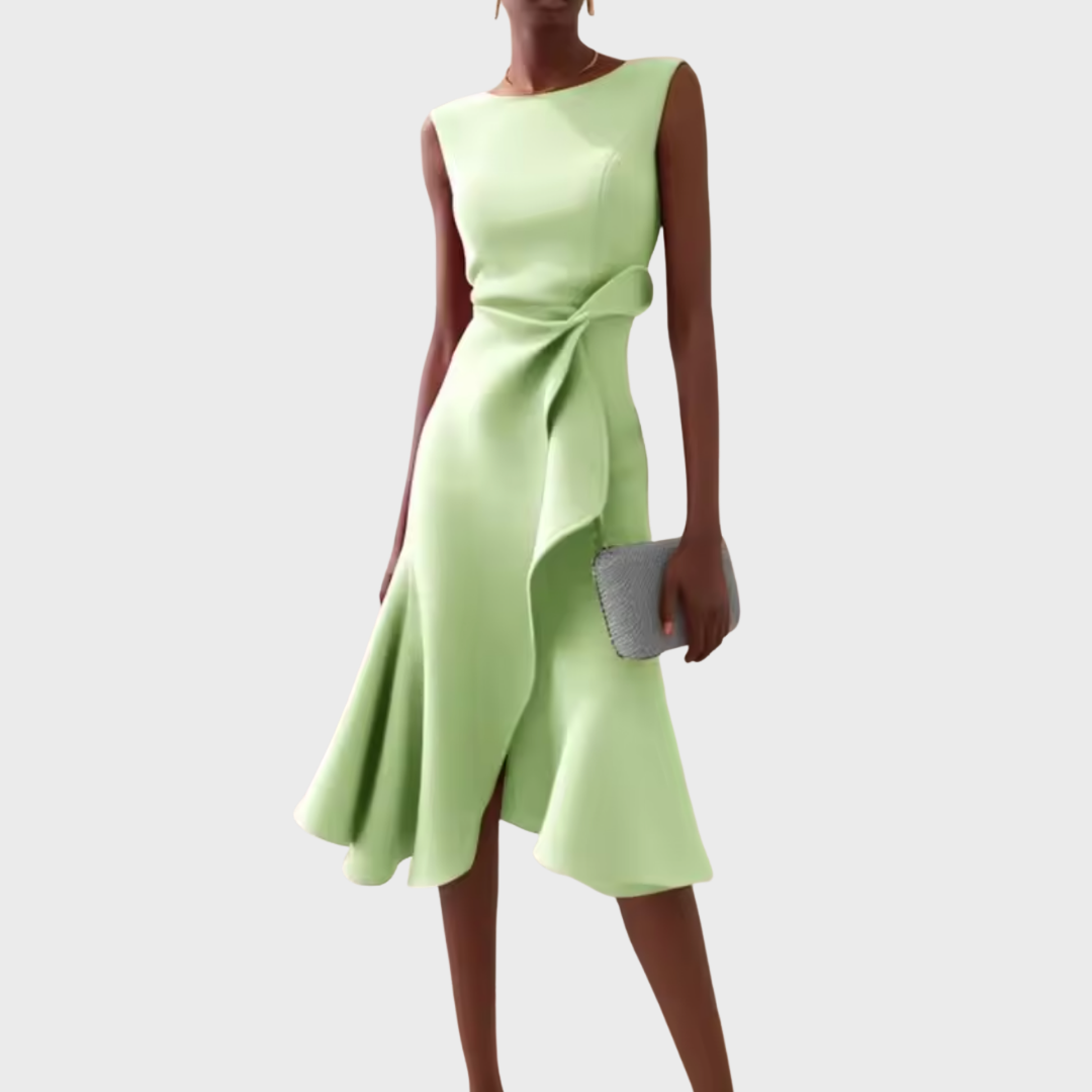Pearl | Draped Asymmetric Sleeveless Midi Dress for Women