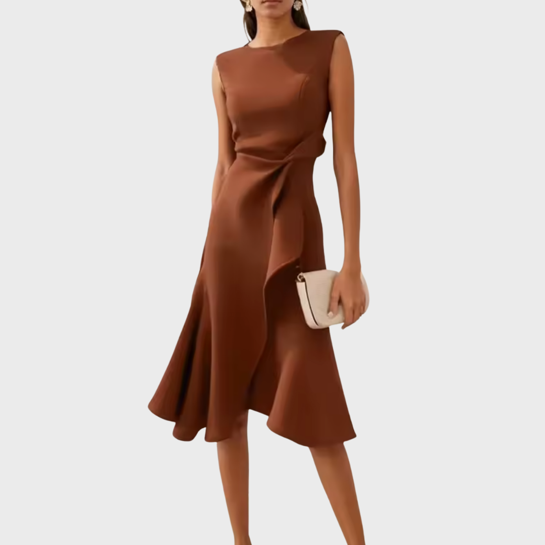 Pearl | Draped Asymmetric Sleeveless Midi Dress for Women