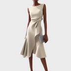 Pearl | Draped Asymmetric Sleeveless Midi Dress for Women