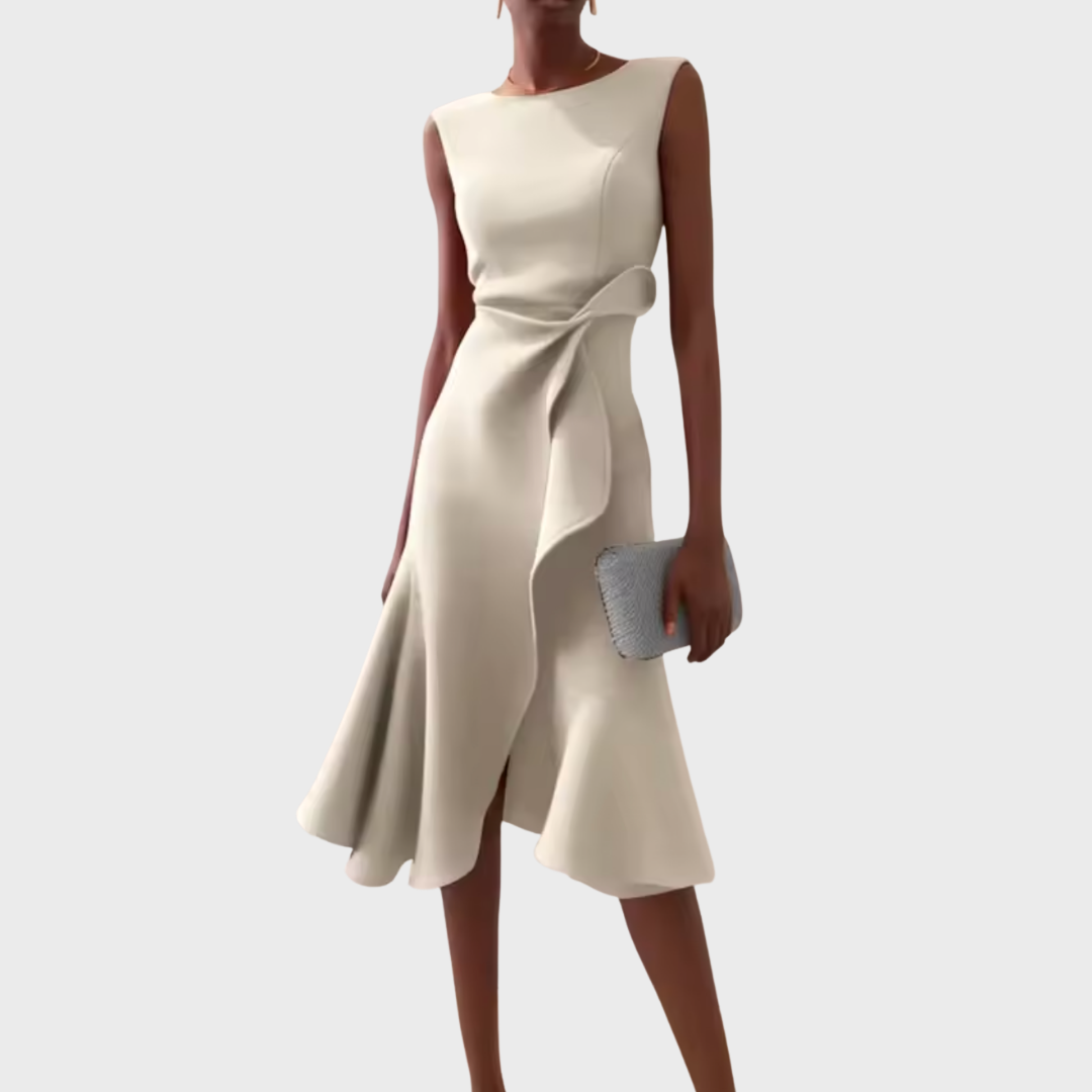 Pearl | Draped Asymmetric Sleeveless Midi Dress for Women