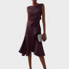 Pearl | Draped Asymmetric Sleeveless Midi Dress for Women