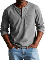 Florian | Men's Long Sleeve Henley Shirt with Button Placket