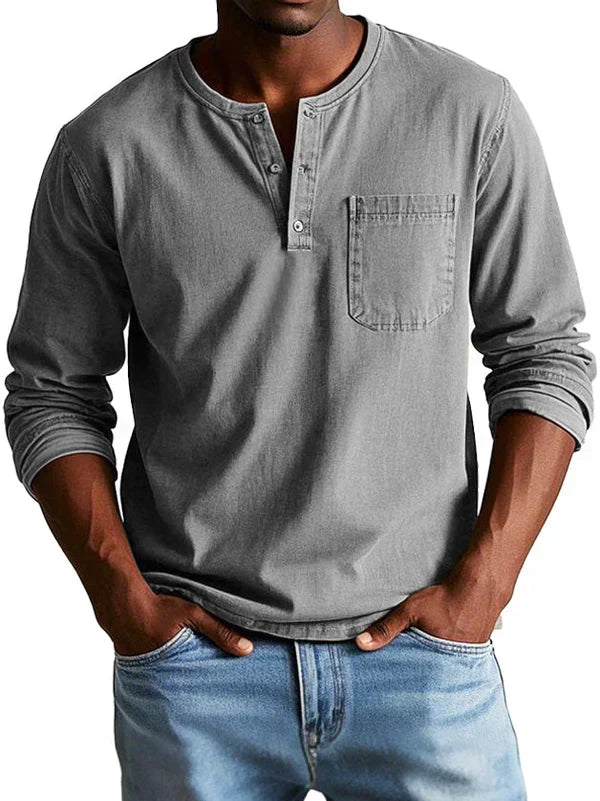 Florian | Men's Long Sleeve Henley Shirt with Button Placket