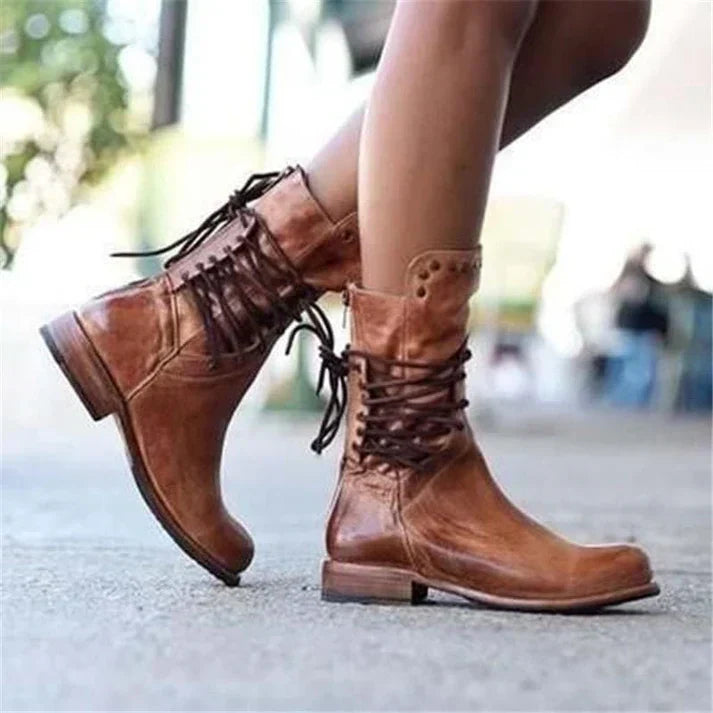 Fenna | Lace-Up Ankle Boots with Round Toe for Women