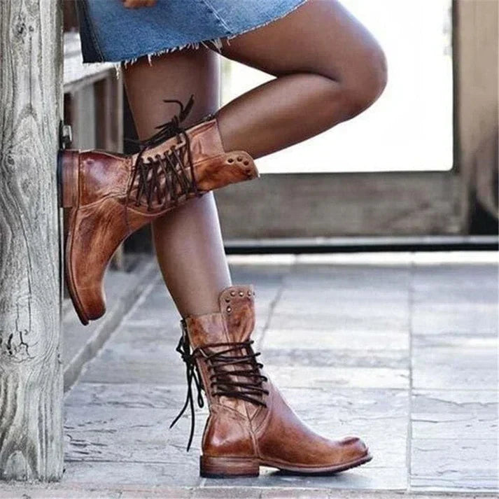 Fenna | Lace-Up Ankle Boots with Round Toe for Women