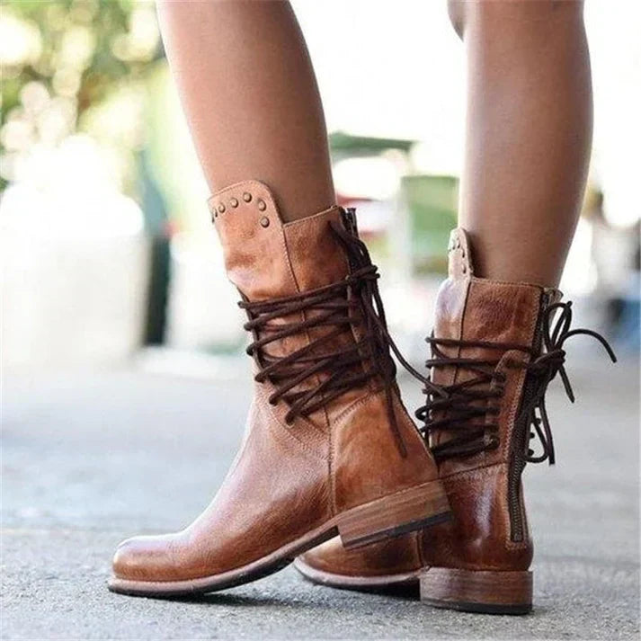 Fenna | Lace-Up Ankle Boots with Round Toe for Women