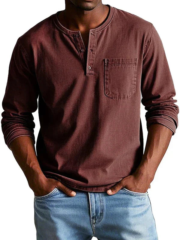 Florian | Men's Long Sleeve Henley Shirt with Button Placket