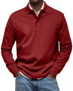 Finn | Long Sleeve Button-Front Collared Polo for Men