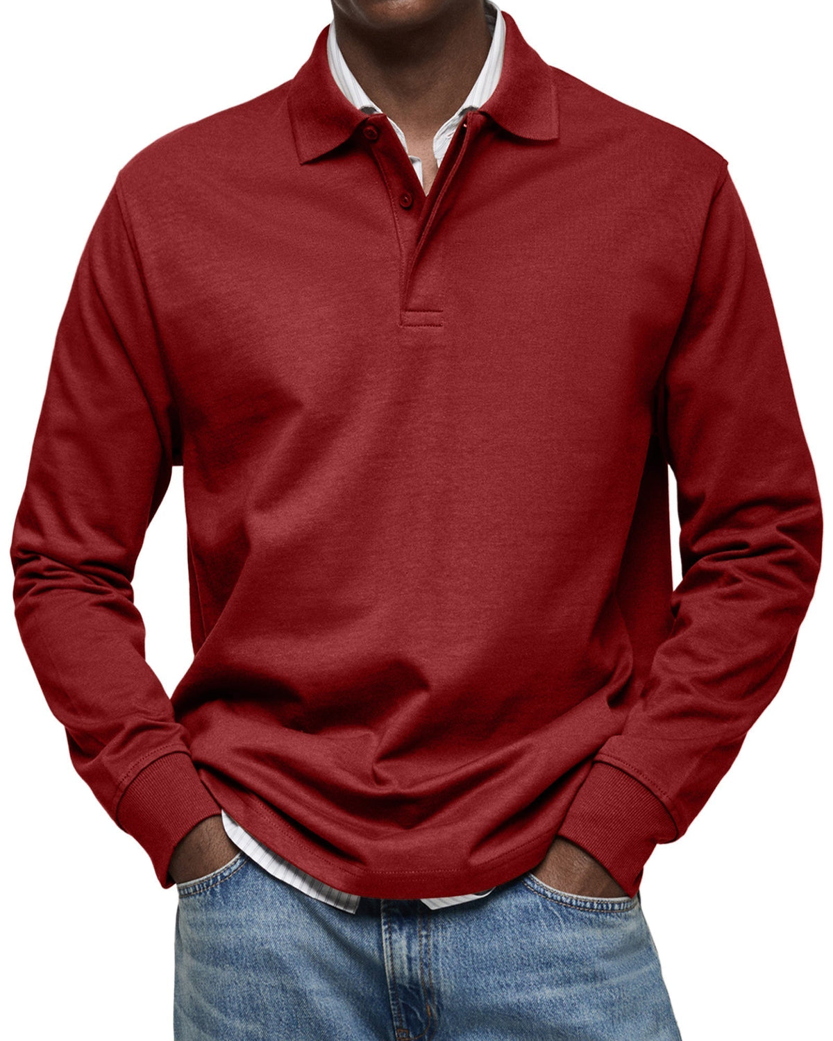Finn | Long Sleeve Button-Front Collared Polo for Men