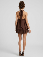 Kelda | Tiered Ruffle Halter Neck Mini Dress for Women