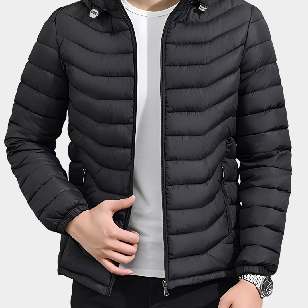 Garrett | Quilted Puffer Jacket with Detachable Hood for Men