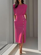 Mirthe | Sleeveless Button-Front Midi Dress for Women