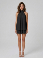 Kelda | Tiered Ruffle Halter Neck Mini Dress for Women