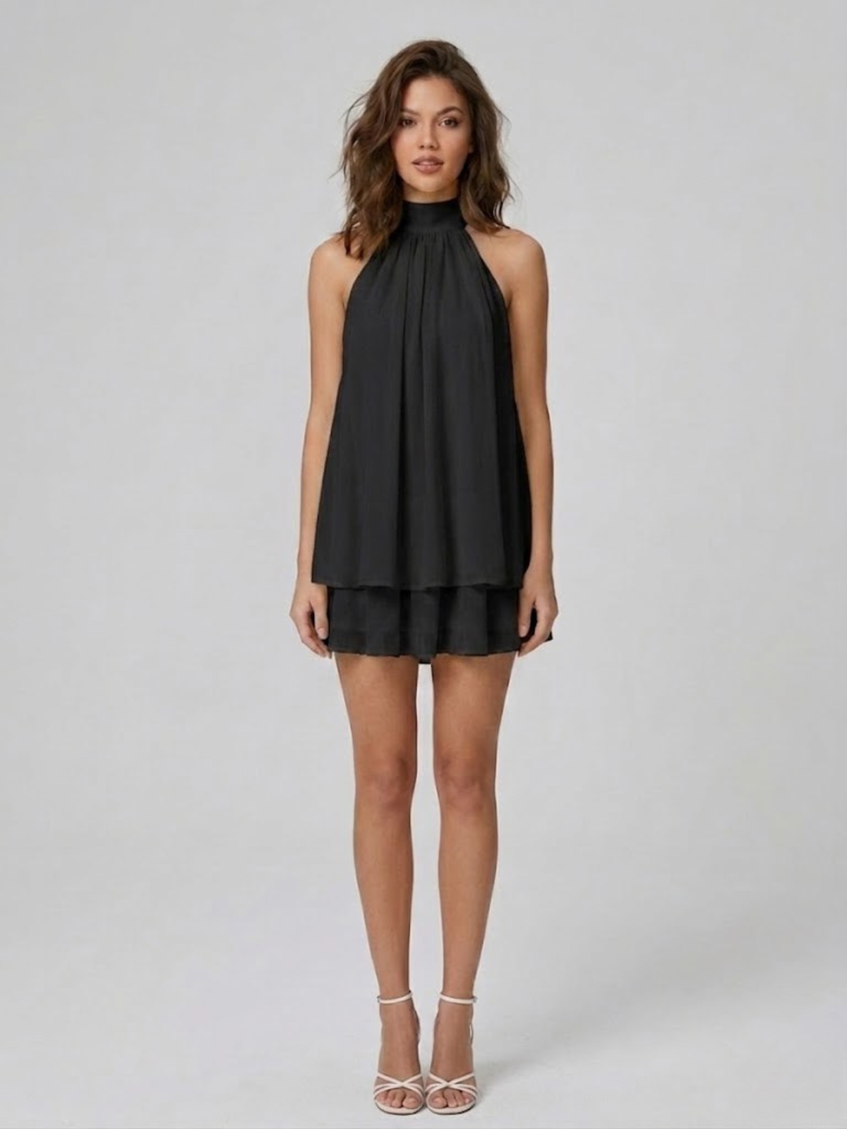 Kelda | Tiered Ruffle Halter Neck Mini Dress for Women