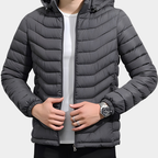 Garrett | Quilted Puffer Jacket with Detachable Hood for Men