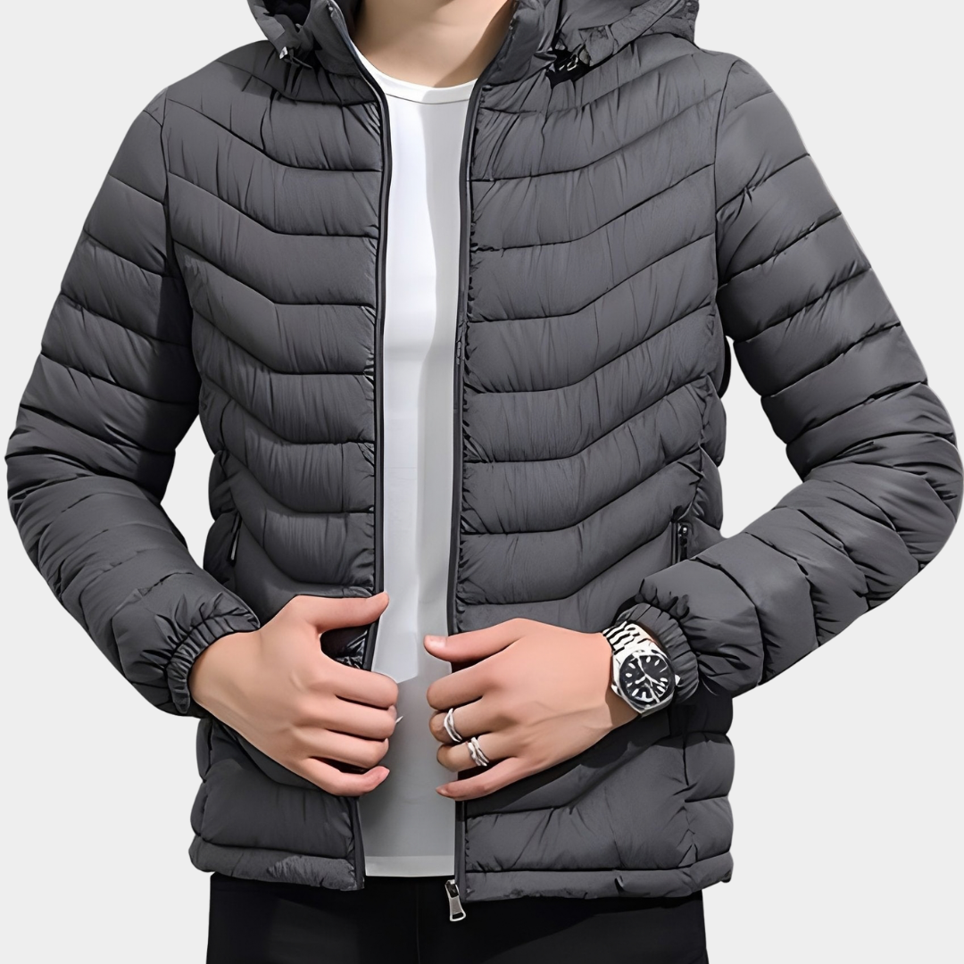Garrett | Quilted Puffer Jacket with Detachable Hood for Men