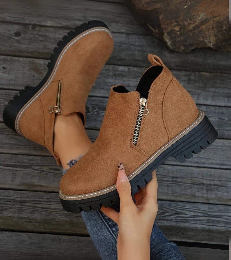 Alessia | Cushioned Wedge Ankle Boots with Side Zip for Women