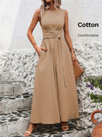 Mathilde | Belted Wrap A-Line Sleeveless Maxi Dress for Women