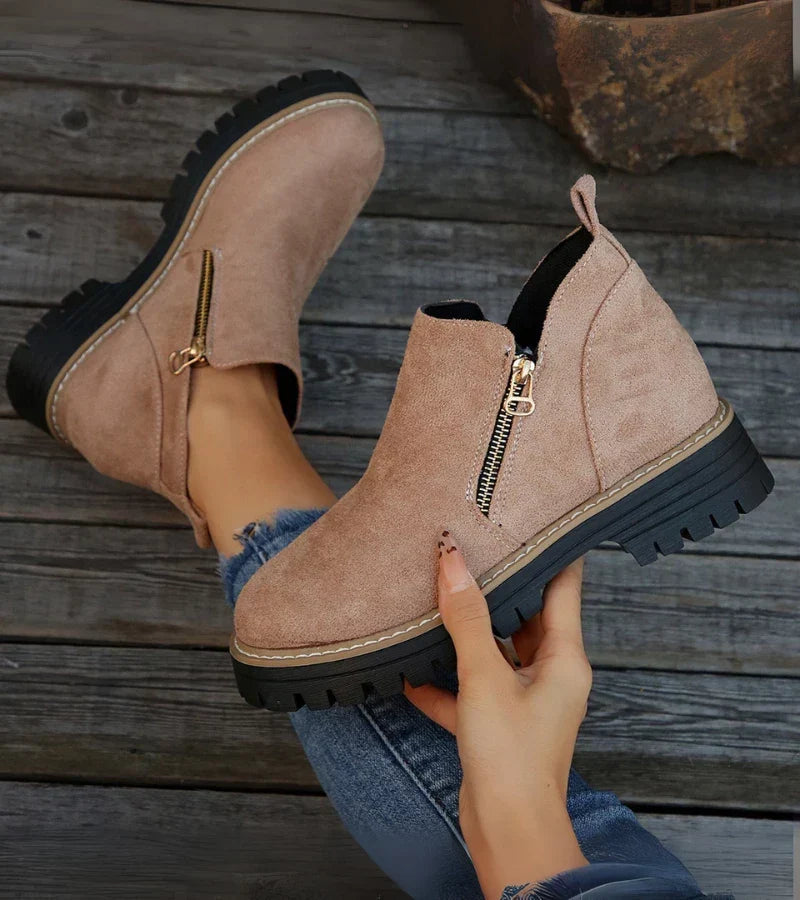 Alessia | Cushioned Wedge Ankle Boots with Side Zip for Women