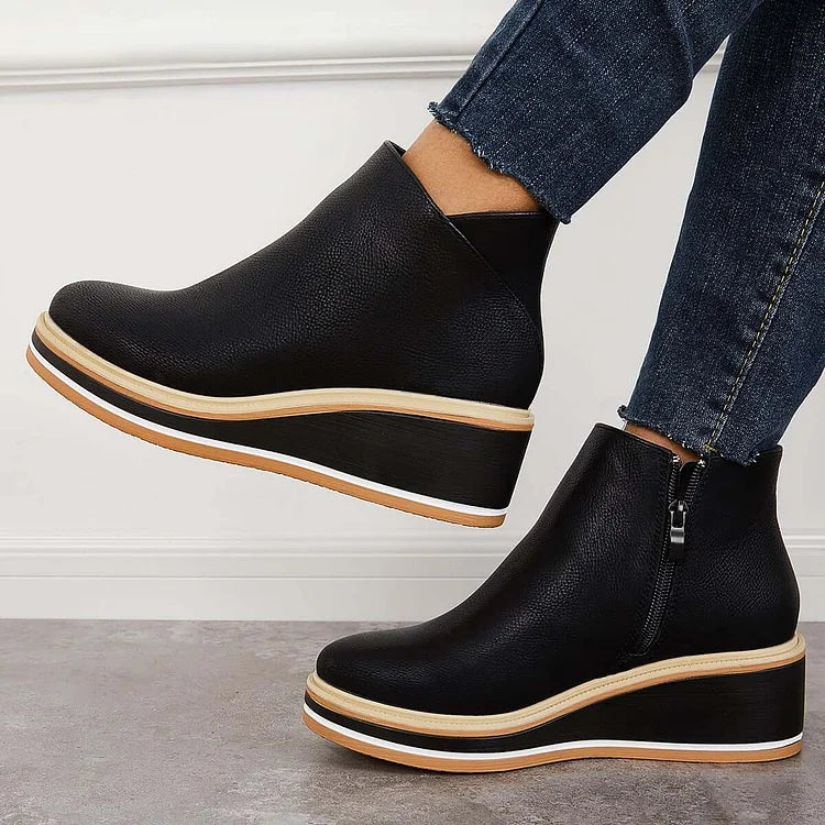 Hanne | Side-Zip Ankle Boots with Structured Sole for Women