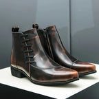 Sigurd | Brogue Winter Boot with Block Heel for Men