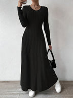 Iselin | Ribbed V-Neck A-Line Maxi Cocktail Dress for Women