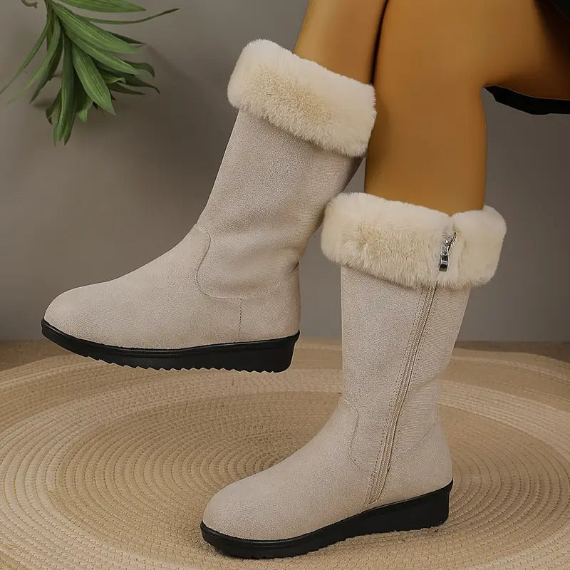Madge | Mid-Calf Winter Boots with Fur Trim for Women