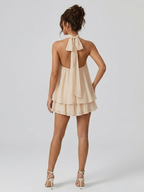 Kelda | Tiered Ruffle Halter Neck Mini Dress for Women