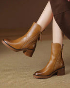Nadenne | Round-Toe Block Heel Ankle Boots for Women