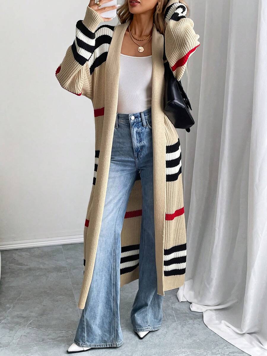 Annelies | Striped Colorblock Longline Cardigan for Women