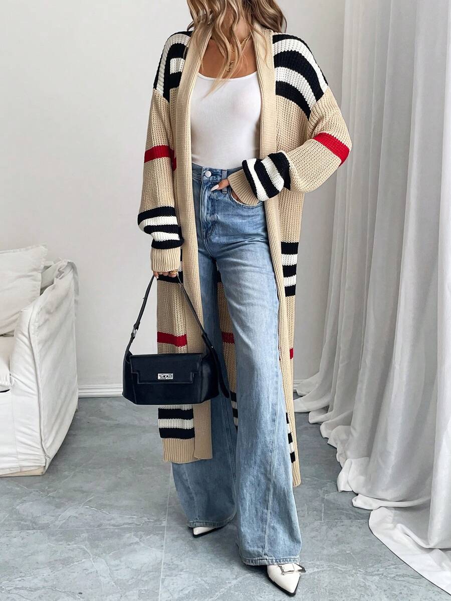 Annelies | Striped Colorblock Longline Cardigan for Women
