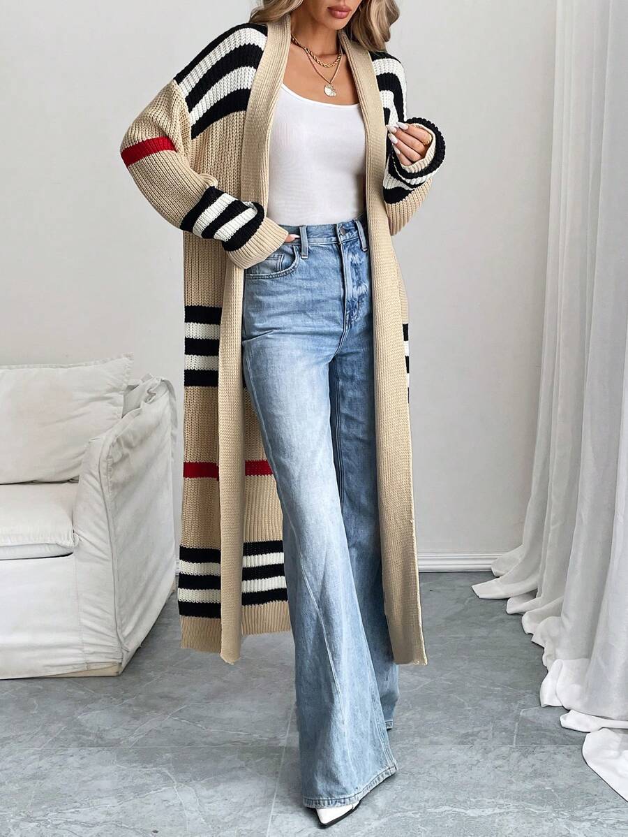 Annelies | Striped Colorblock Longline Cardigan for Women