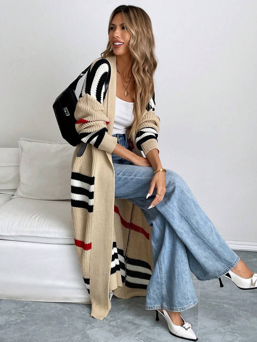 Annelies | Striped Colorblock Longline Cardigan for Women